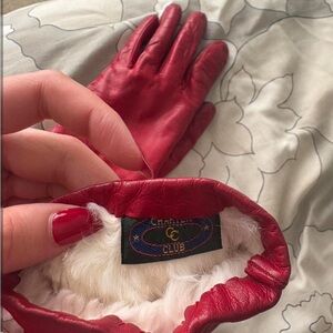 Charter Club Crimson Leather Gloves